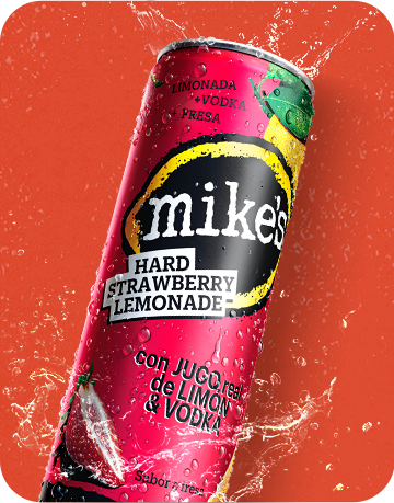 Can pink with brand mikes hard strawberry